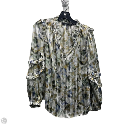 Blouse Long Sleeve By White House Black Market In Blue & Green, Size: S