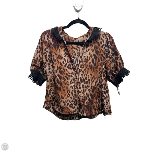 Top Short Sleeve By Free People In Black & Tan, Size: Xs