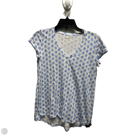 Top Short Sleeve Designer By Lilly Pulitzer In Blue & White, Size: Xxs