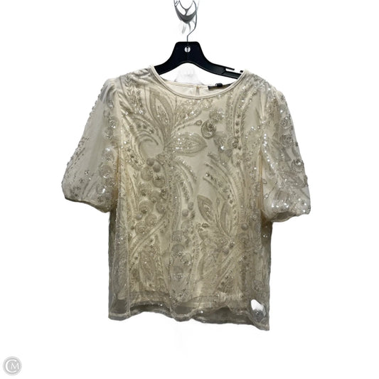 Blouse Short Sleeve By Adrianna Papell In Cream, Size: M