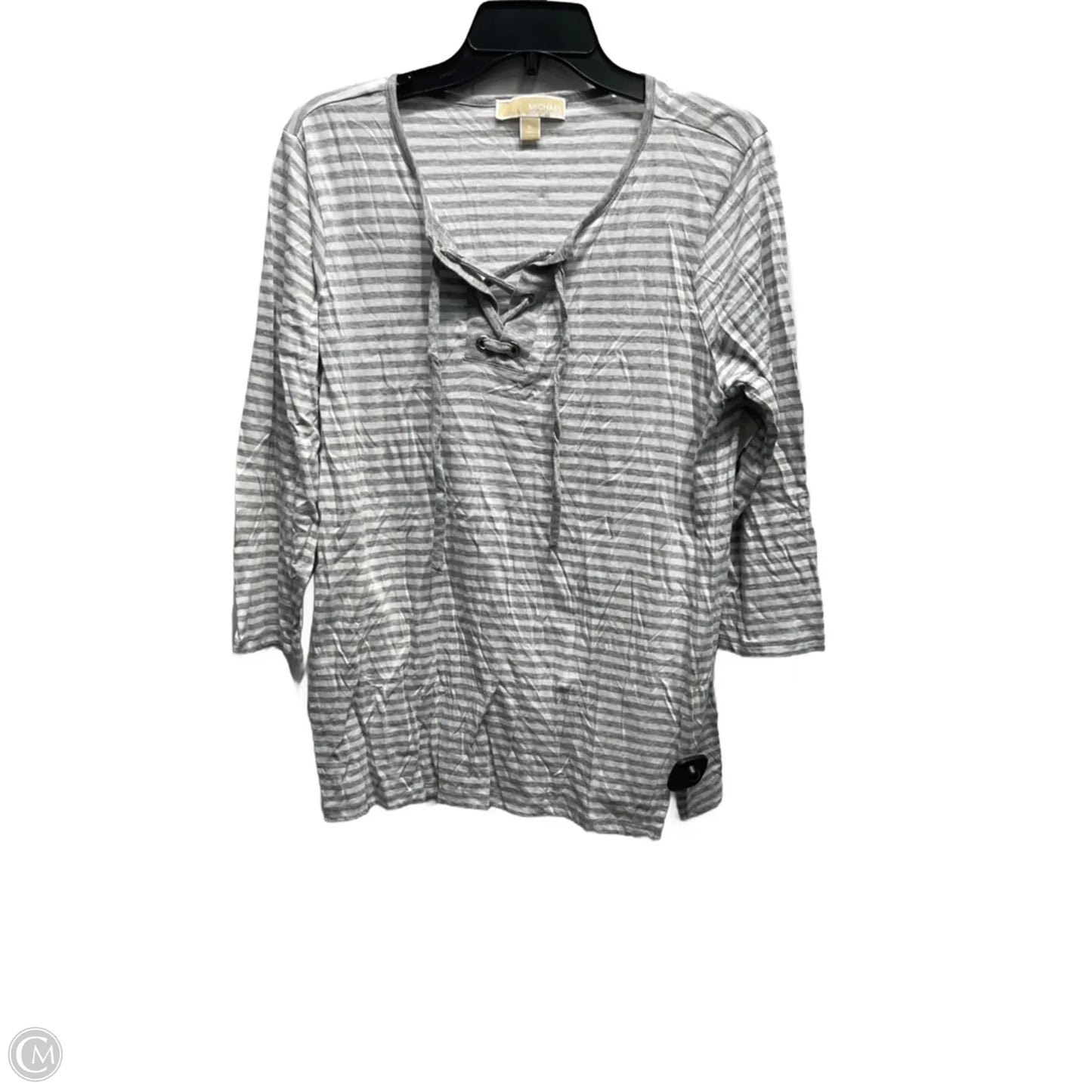 Top Long Sleeve By Michael By Michael Kors In Grey & White, Size: Xl