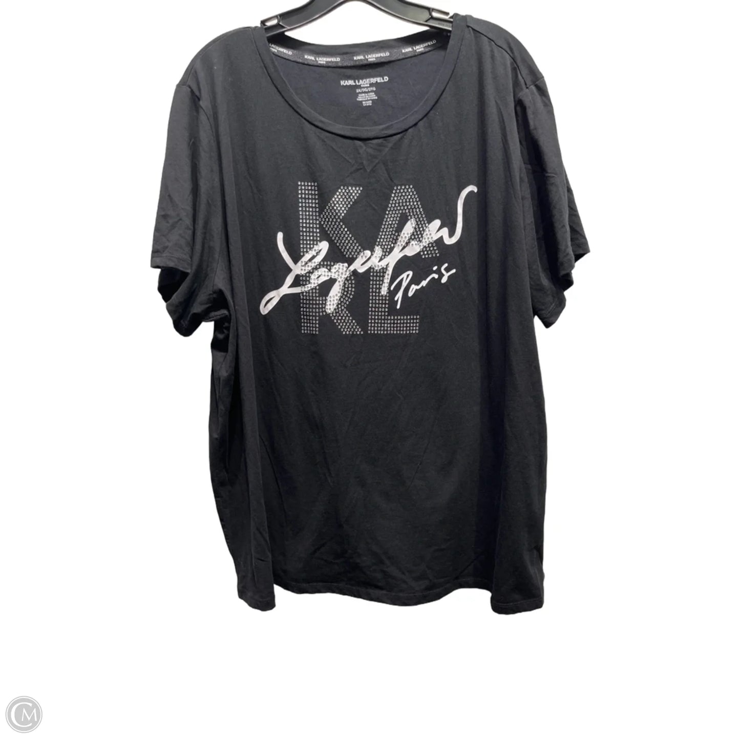 Top Short Sleeve Designer By Karl Lagerfeld In Black & White, Size: 2x