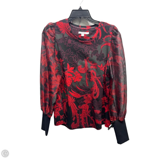 Top Long Sleeve By Chicos In Black & Red, Size: M
