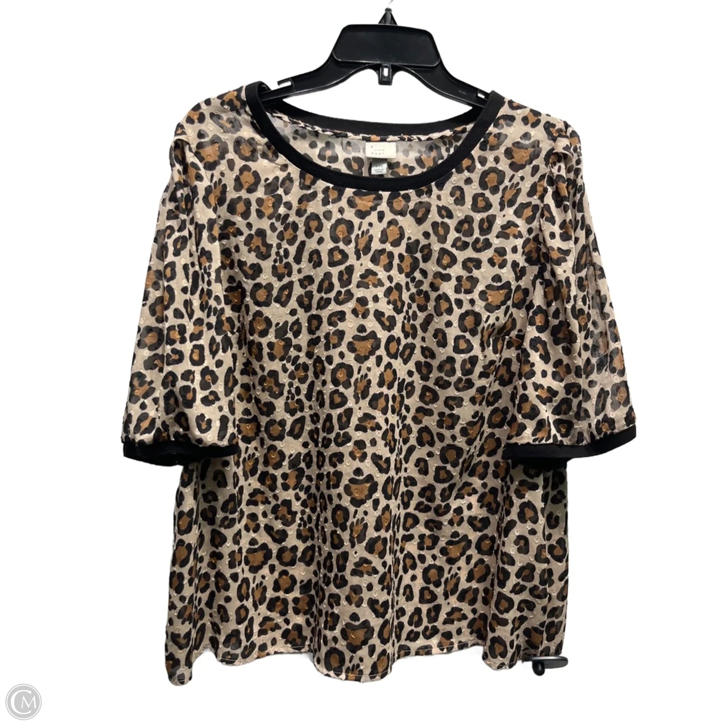 Top Short Sleeve By A New Day In Black & Tan, Size: Xxl