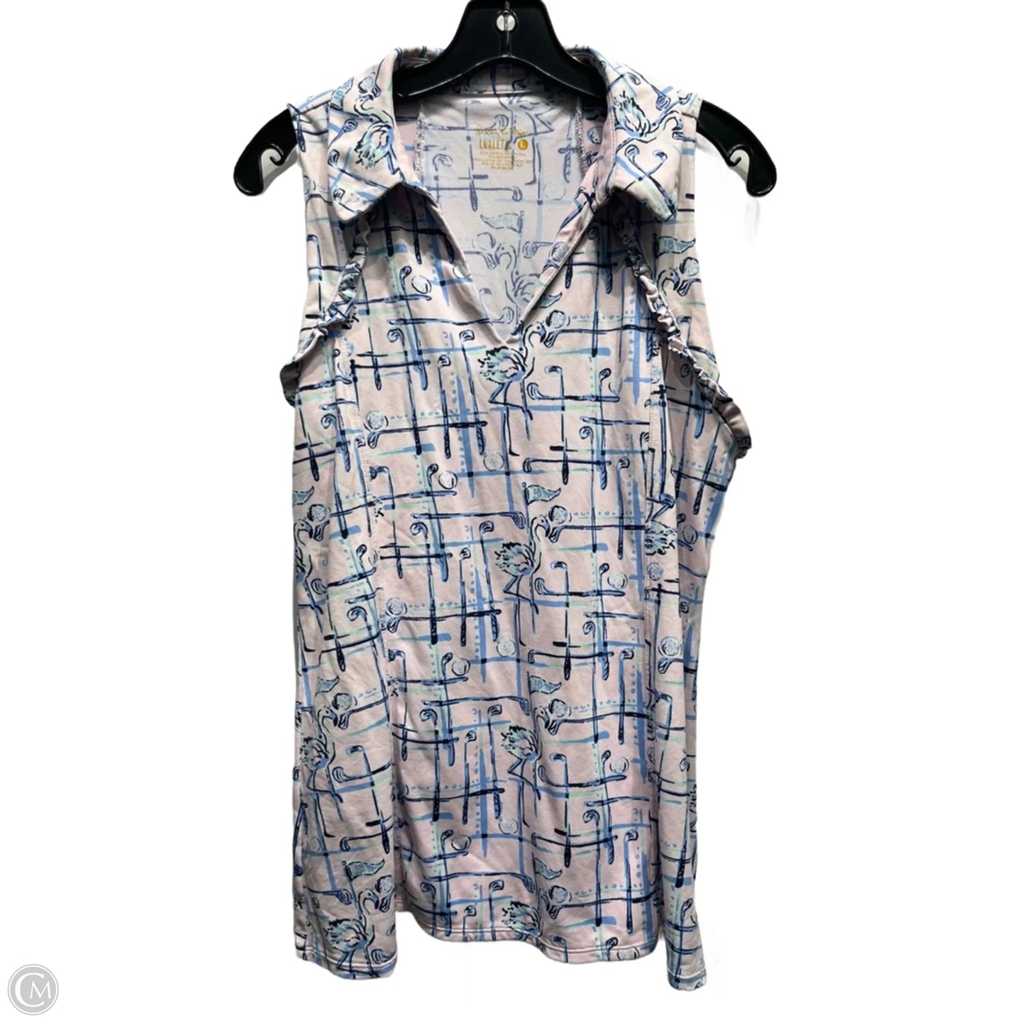 Top Sleeveless Designer By Lilly Pulitzer In Blue & Pink, Size: L