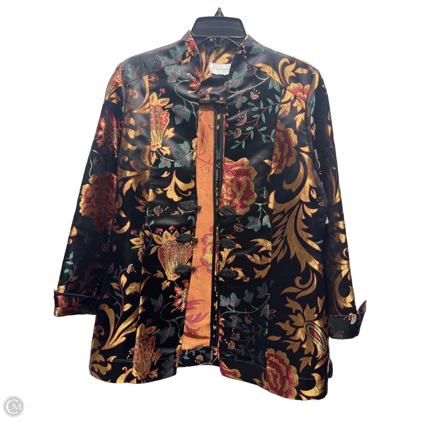 Blazer By Soft Surroundings In Black & Gold, Size: L