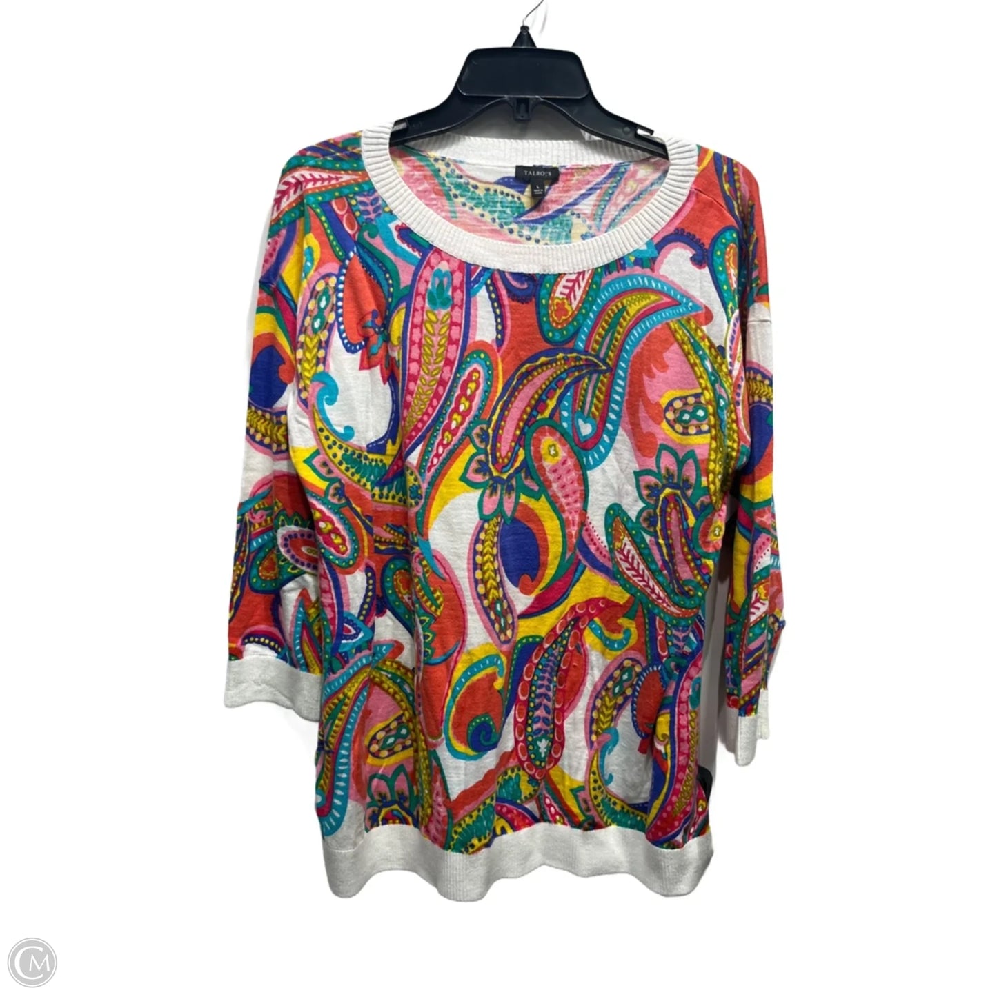 Sweater By Talbots In Blue & Pink, Size: L