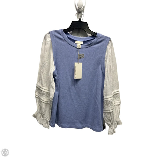 Top Long Sleeve By SHOL In Blue & White, Size: L