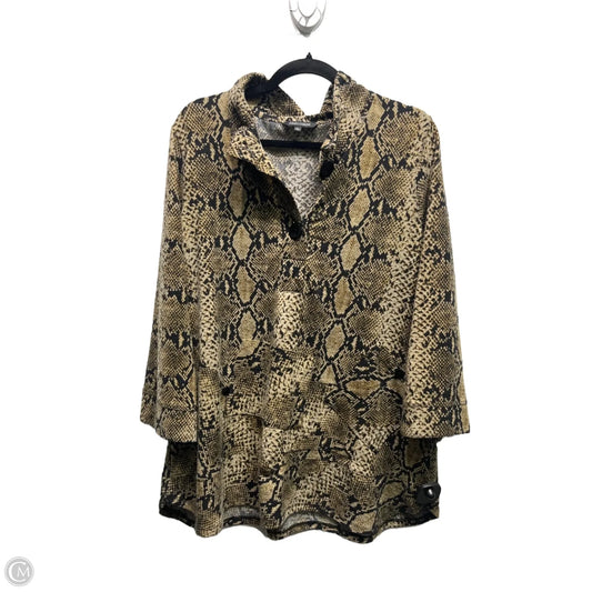 Top Long Sleeve By John Mark In Black & Tan, Size: L