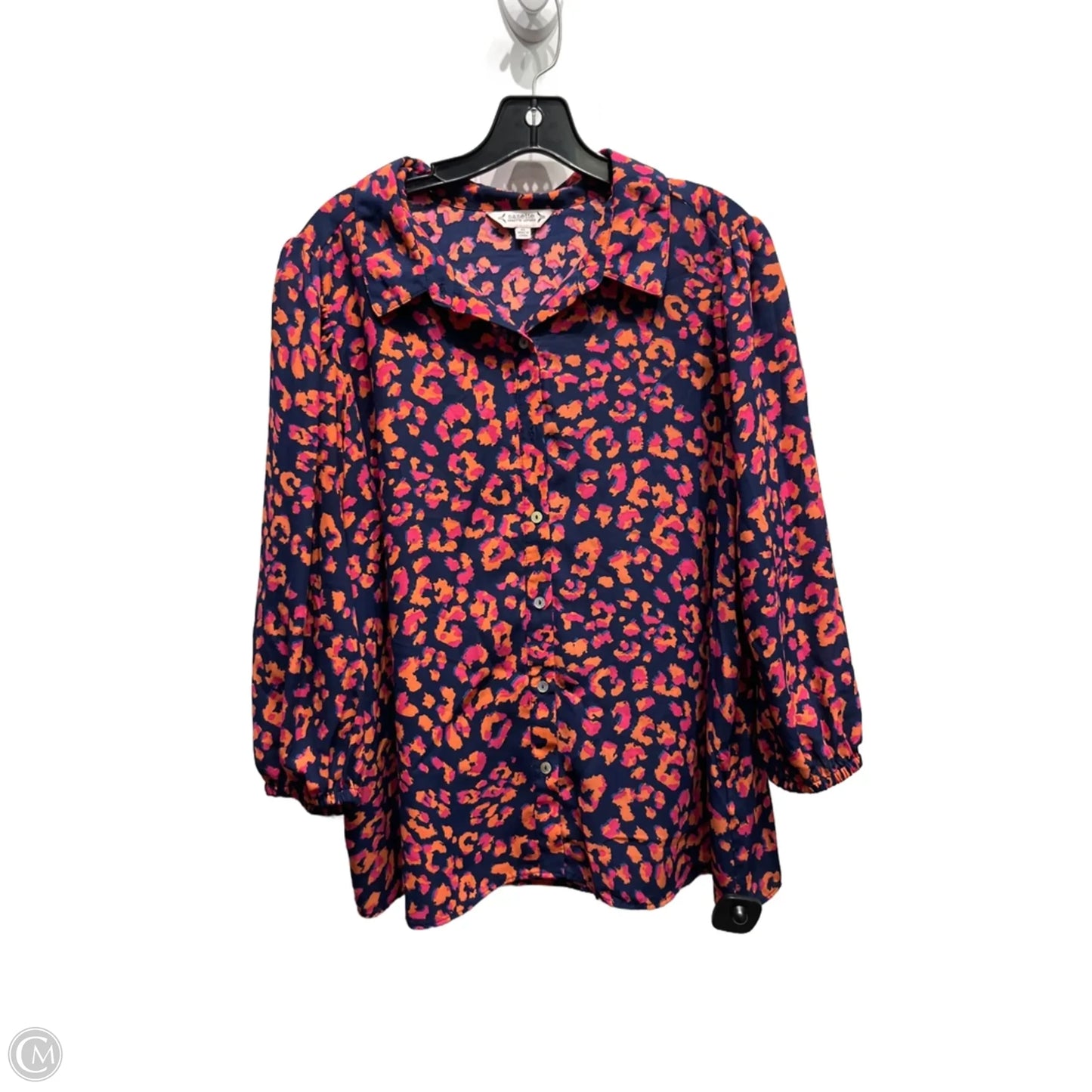 Blouse Long Sleeve By Nanette By Nanette Lepore In Blue & Orange, Size: Xl