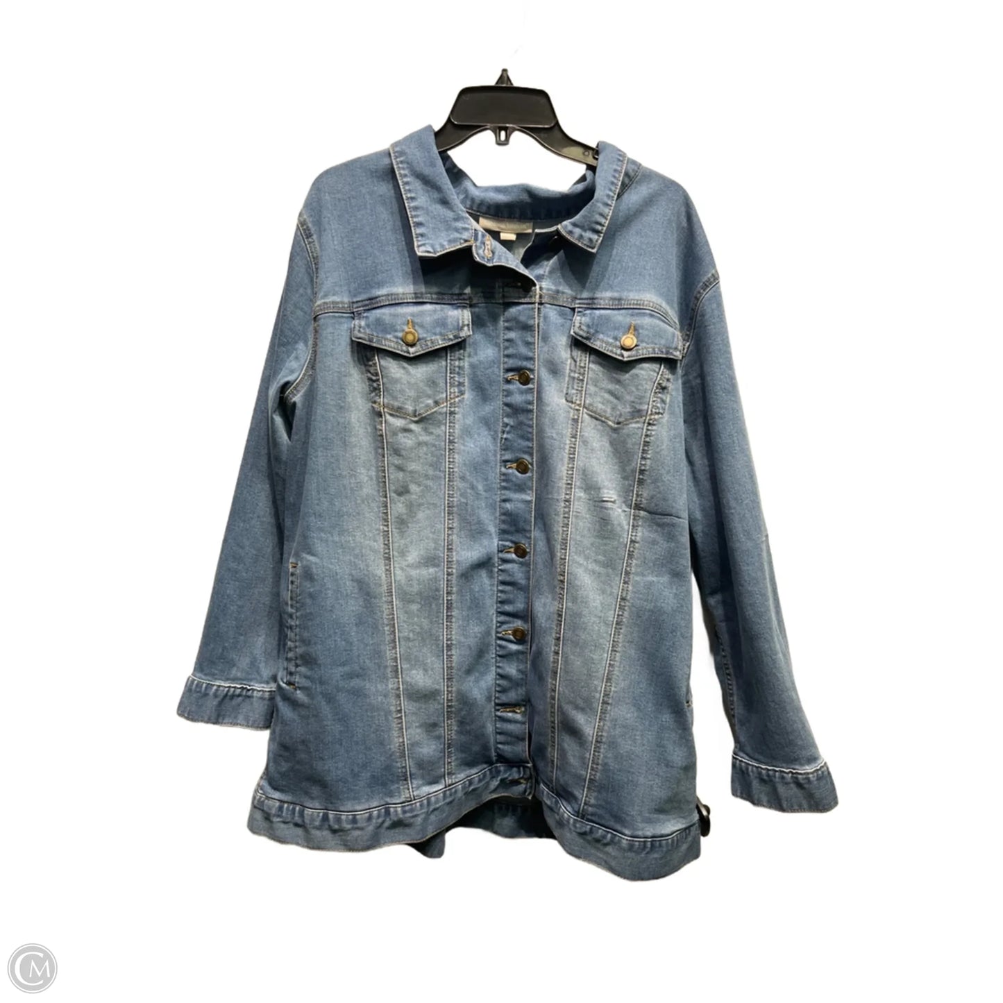 Jacket Denim By Woman Within In Blue Denim, Size: 22