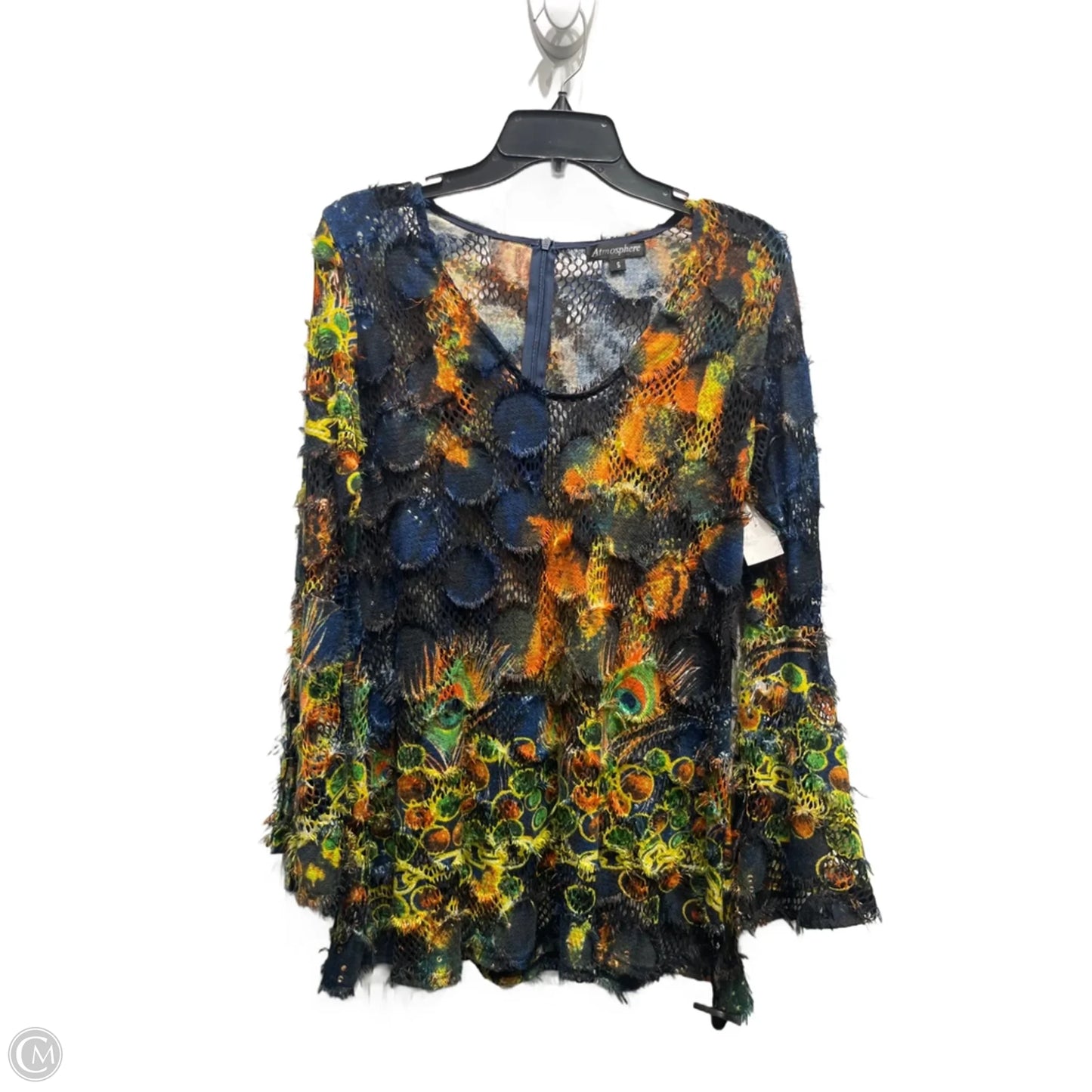 Tunic Long Sleeve By Atmosphere In Blue & Yellow, Size: S