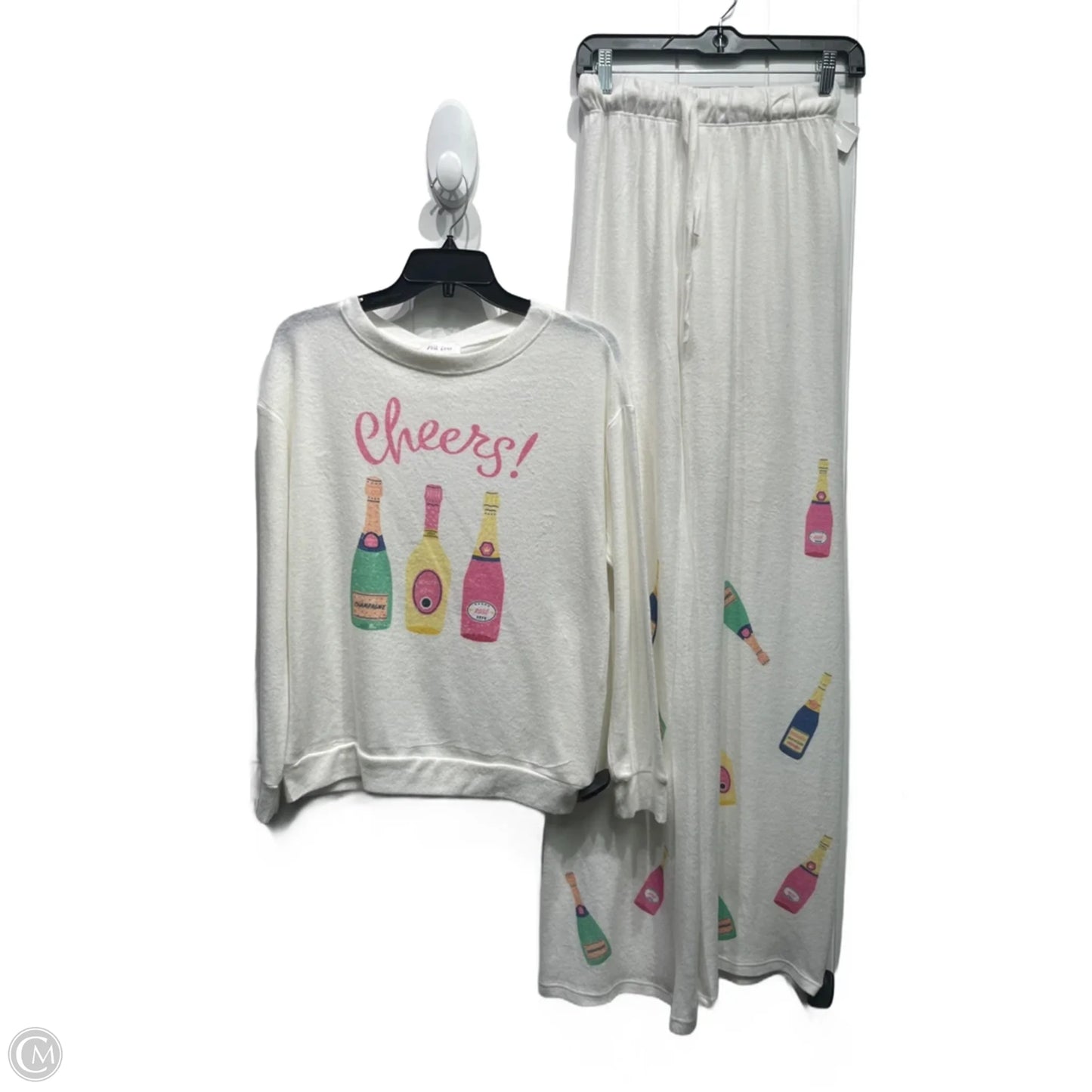 Pants Set 2pc By PHIL LOVE In Pink & White, Size: S