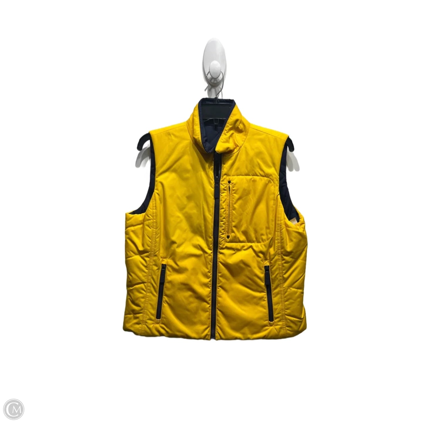 Vest Puffer & Quilted By Lauren By Ralph Lauren In Blue & Yellow, Size: L