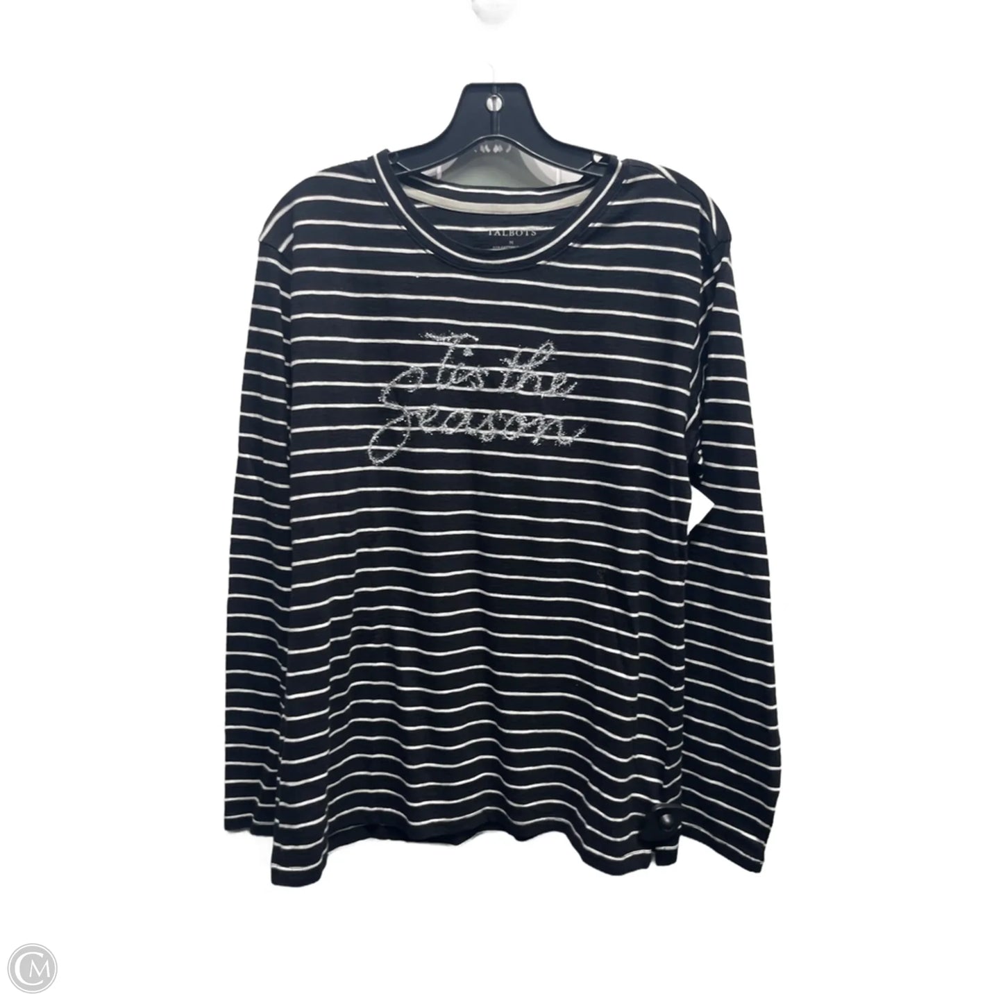 Top Long Sleeve By Talbots In Black & White, Size: M