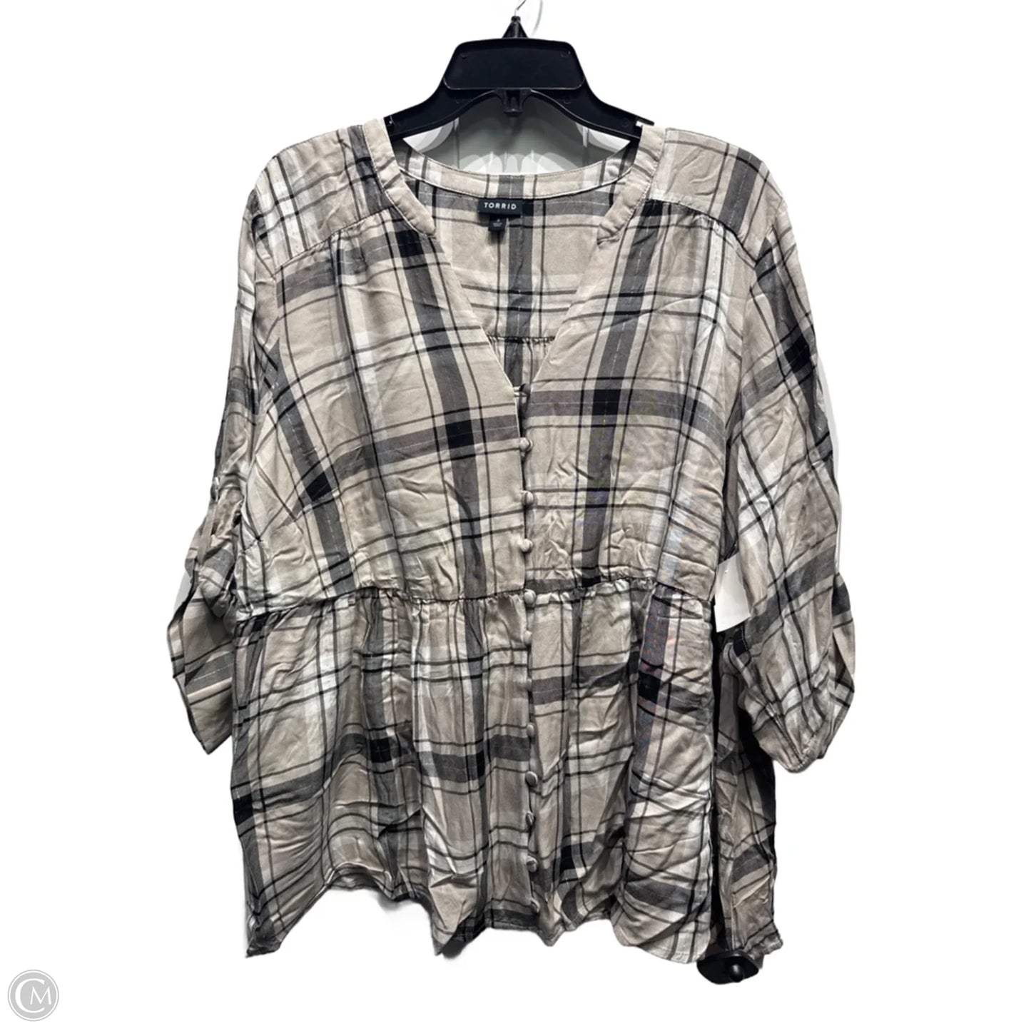 Top Long Sleeve By Torrid In Black & Grey, Size: 3x