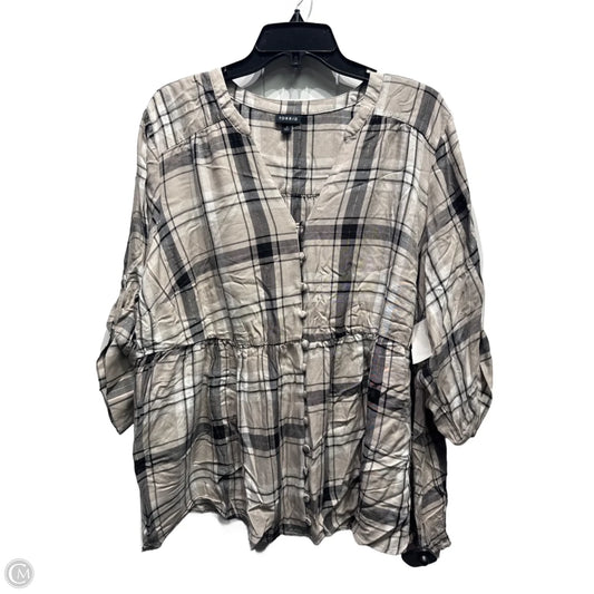 Top Long Sleeve By Torrid In Black & Grey, Size: 3x