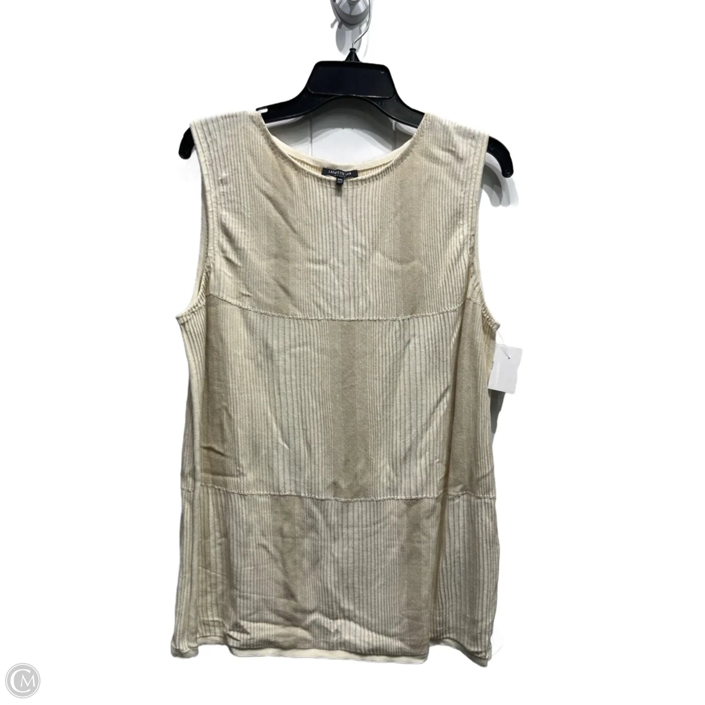 Top Sleeveless Designer By Lafayette 148 In Cream, Size: Xxl