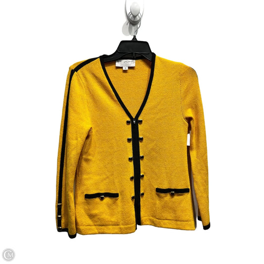 Blazer Luxury Designer By St John Collection In Black & Yellow, Size: 2