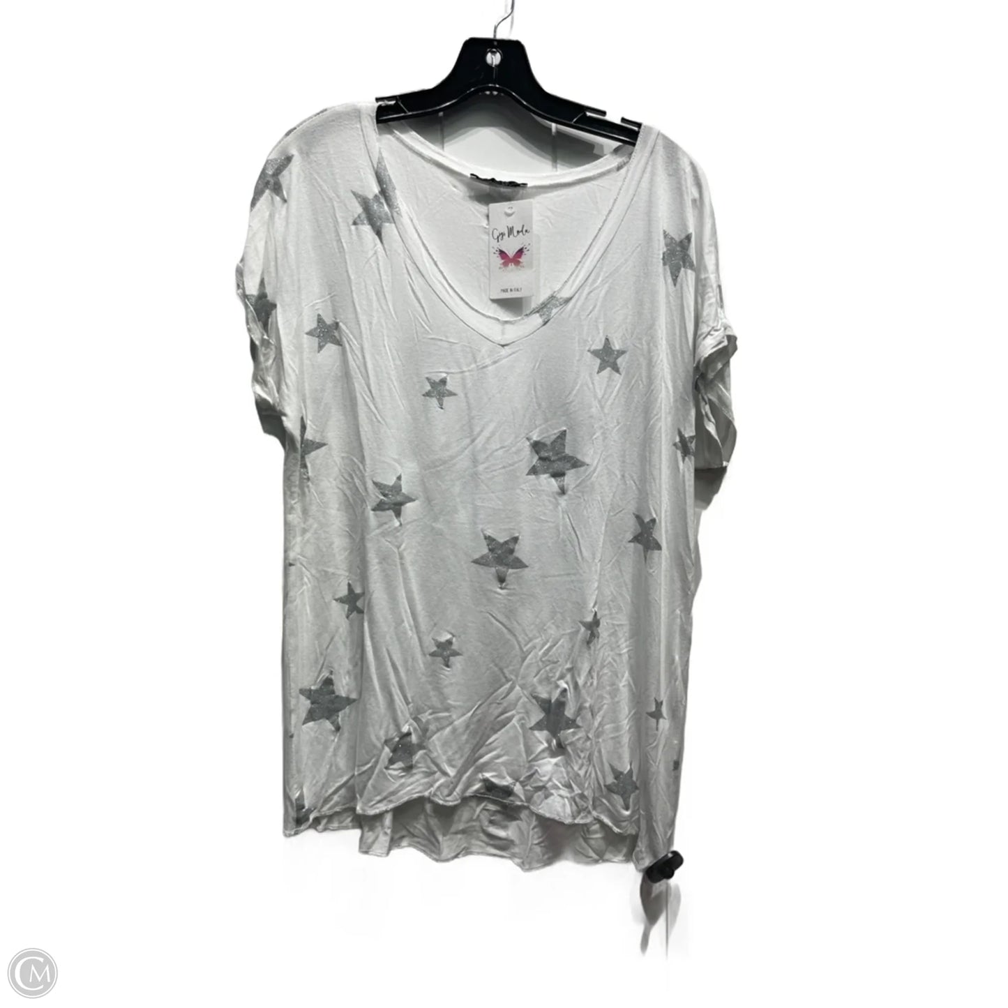 Top Short Sleeve By M Made In Italy In Silver & White, Size: Osfm