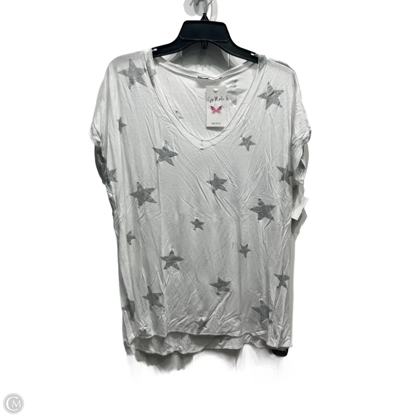 Top Short Sleeve By M Made In Italy In Silver & White, Size: Osfm