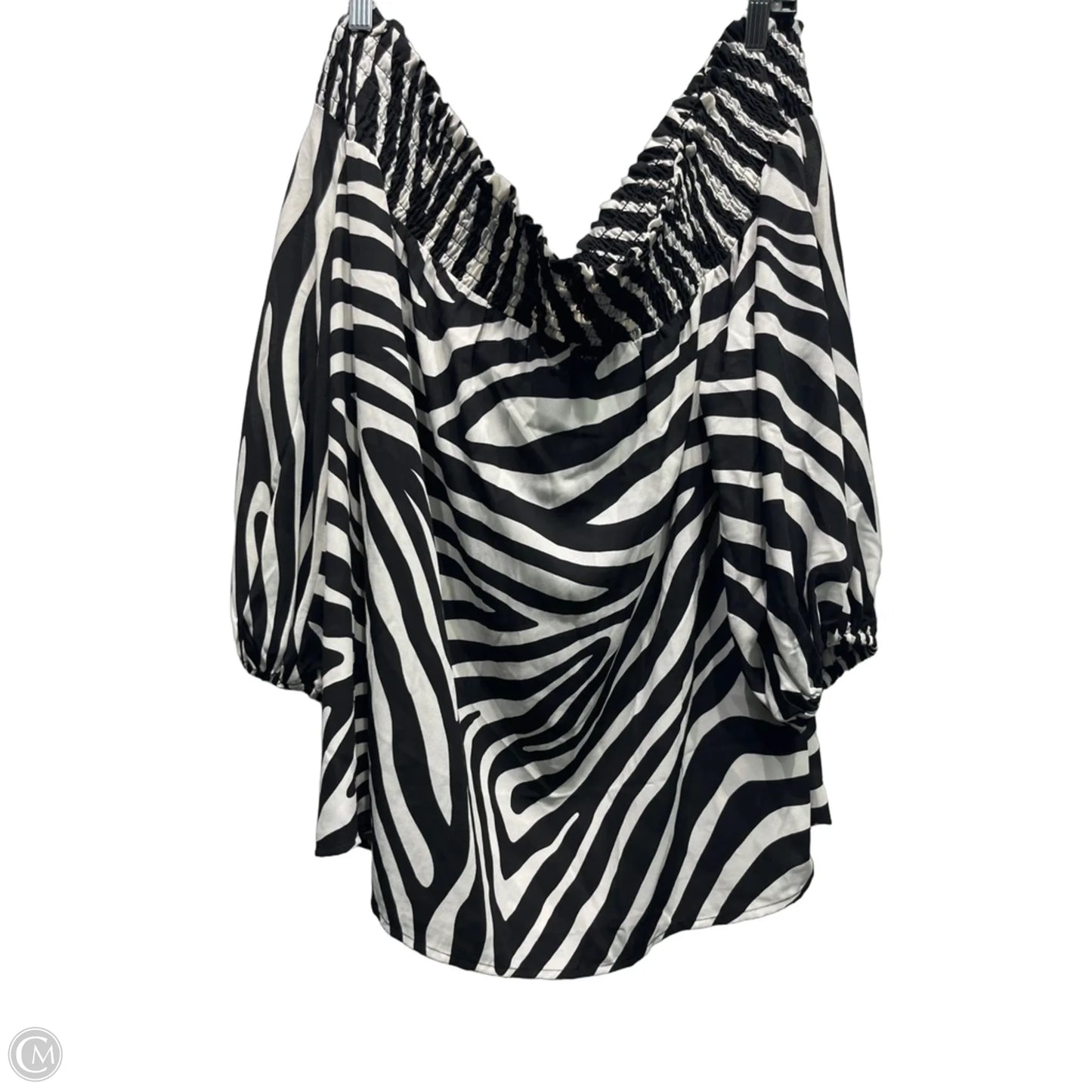Blouse Short Sleeve By New York And Co In Black & White, Size: Xxl