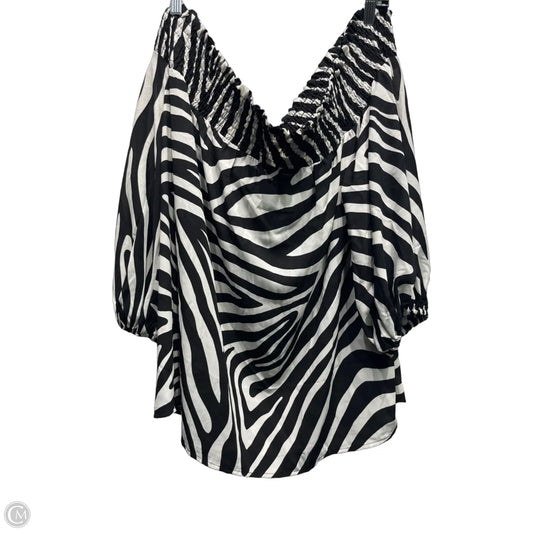 Blouse Short Sleeve By New York And Co In Black & White, Size: Xxl