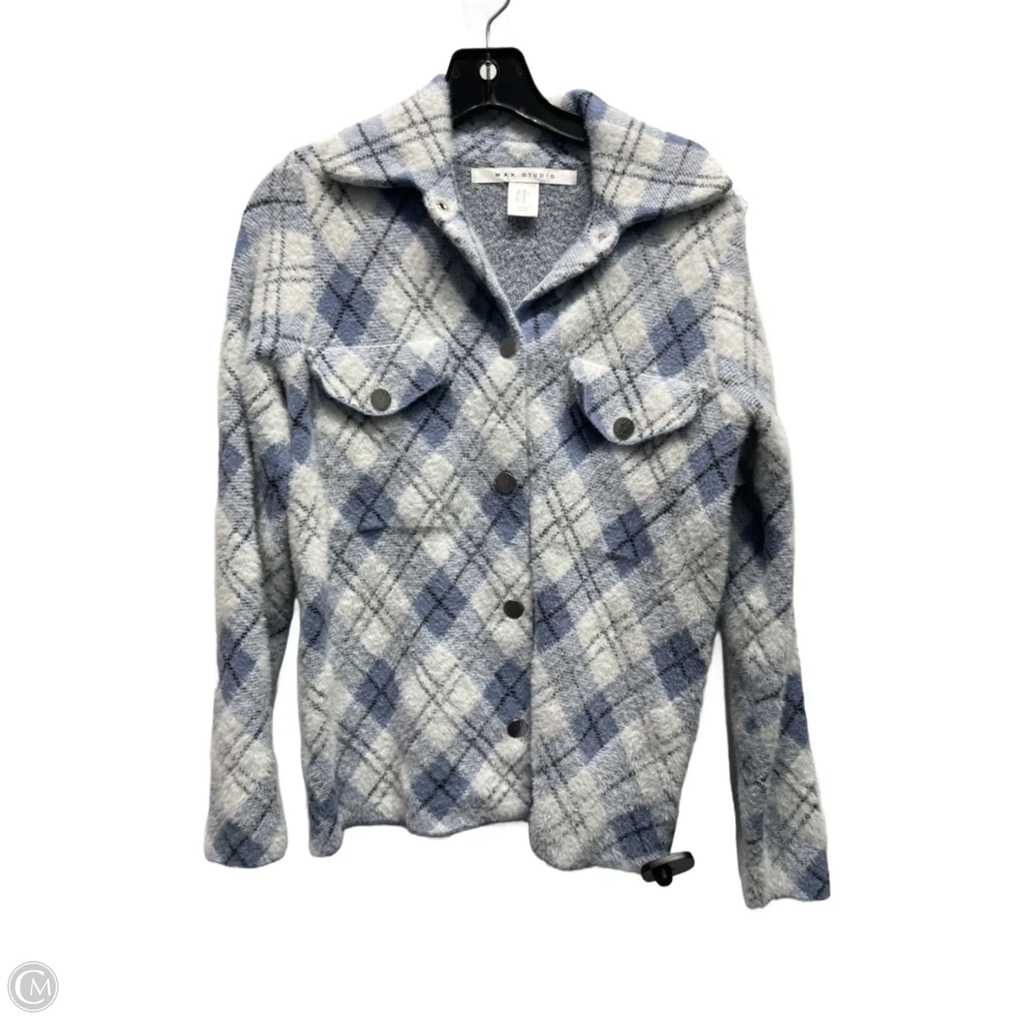 Jacket Shirt By Max Studio In Blue & White, Size: Xs