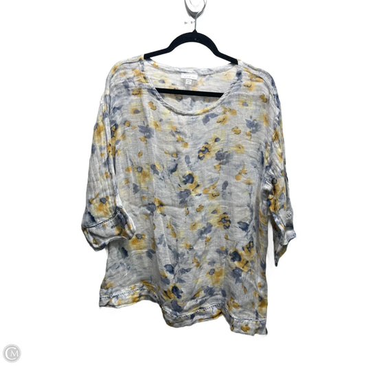 Top Long Sleeve By Pure Jill In Blue & Yellow, Size: L