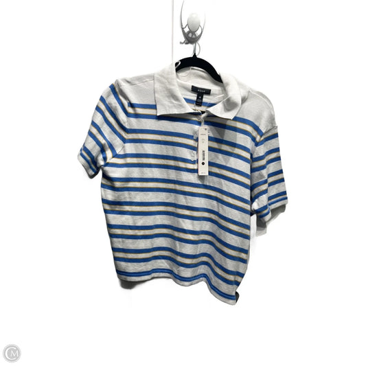 Top Short Sleeve By Aqua In Blue & White, Size: M