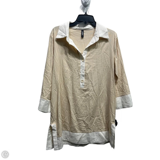 Tunic Long Sleeve By Cmc In Tan & White, Size: M