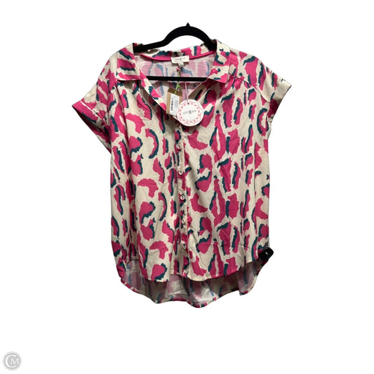 Top Short Sleeve By Umgee In Cream & Pink, Size: S