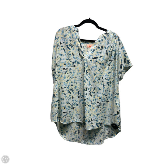 Top Short Sleeve By Evri In Blue & Yellow, Size: 1x