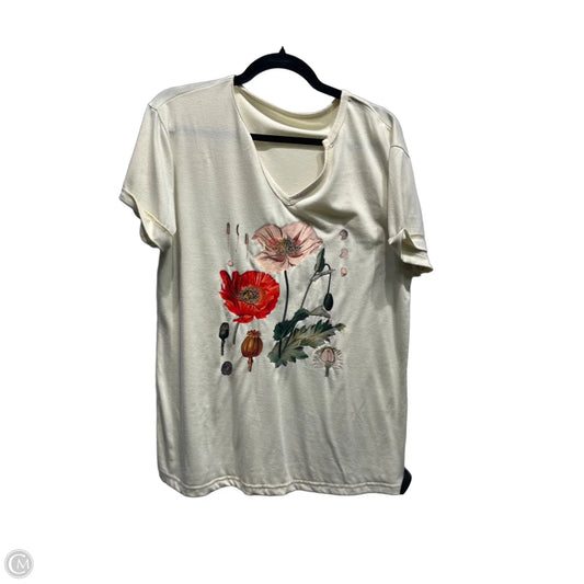 Top Short Sleeve Basic By Cme In Cream & Orange, Size: L