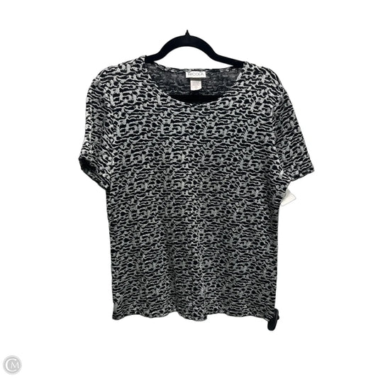 Top Short Sleeve By Nicola In Black & Silver, Size: L