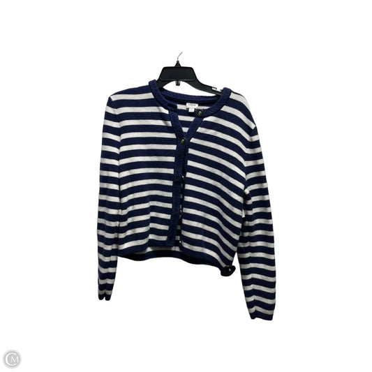 Sweater Cardigan By J. Crew In Blue & White, Size: L