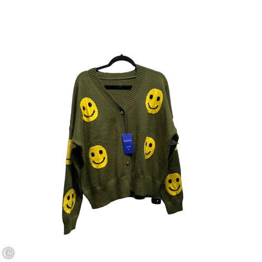 Sweater Cardigan By CHOU YATOU In Green & Yellow, Size: Xl