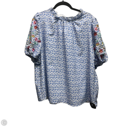 Top Short Sleeve By Shein In Blue & White, Size: 2x