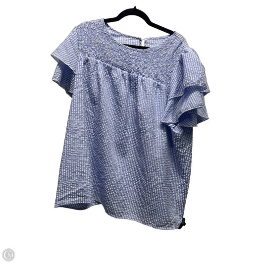 Top Short Sleeve By Shein In Blue & White, Size: 4x