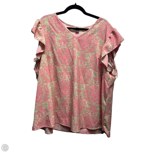 Top Short Sleeve By Shein In Pink & Tan, Size: 4x