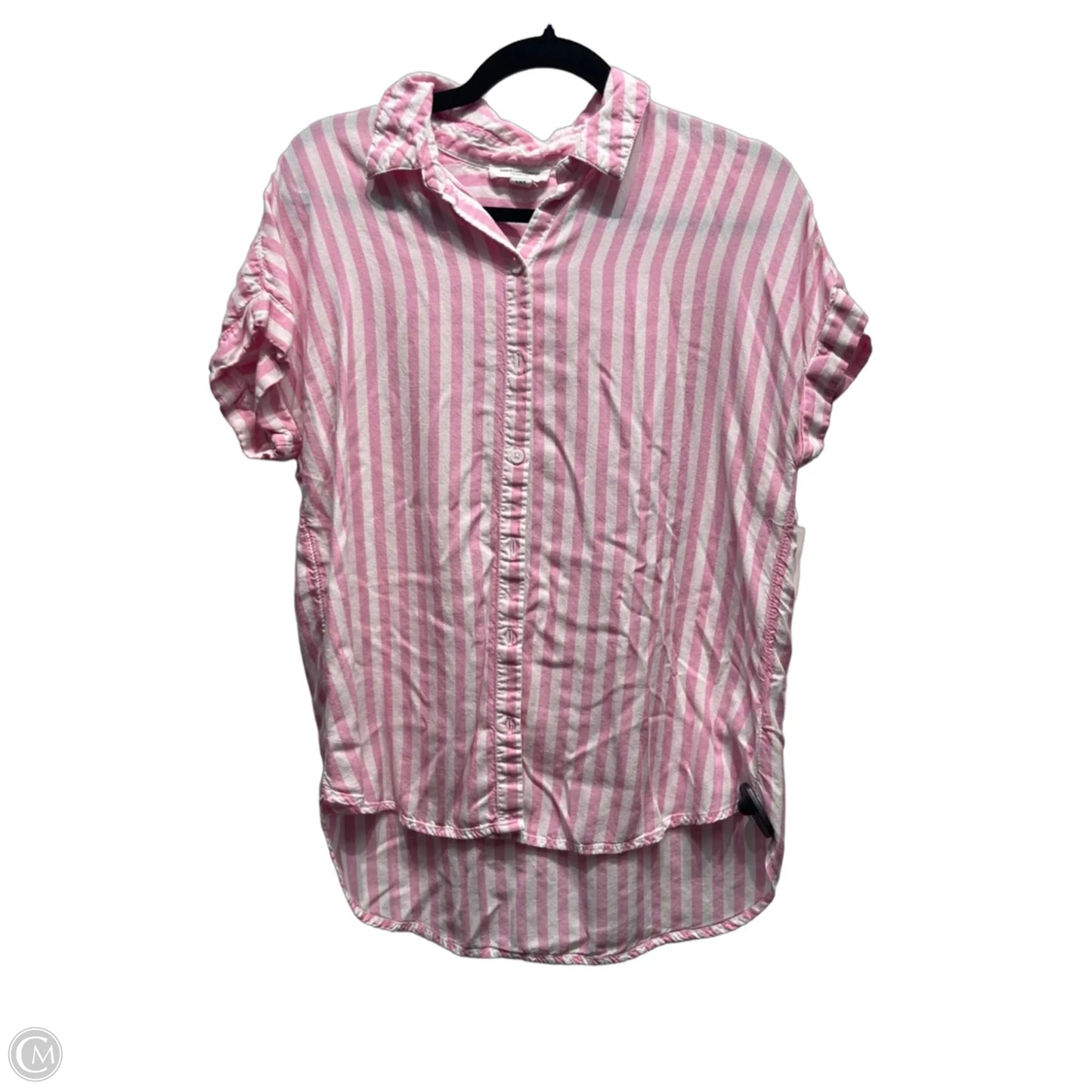 Top Short Sleeve By Beachlunchlounge In Pink & White, Size: M