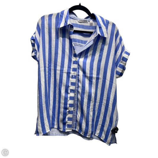 Top Short Sleeve By Notations In Blue & White, Size: L