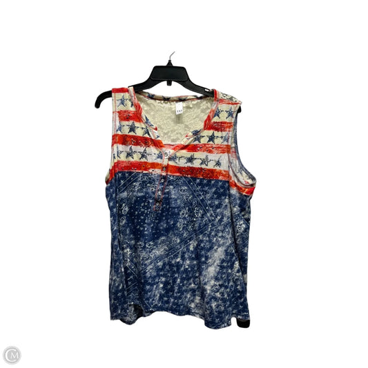 Top Sleeveless By T/O In Blue & Red, Size: 1x