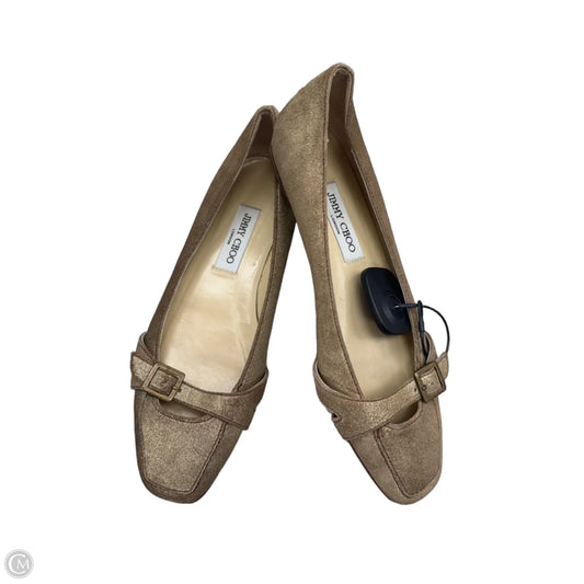 Shoes Luxury Designer By Jimmy Choo In Gold, Size: 9