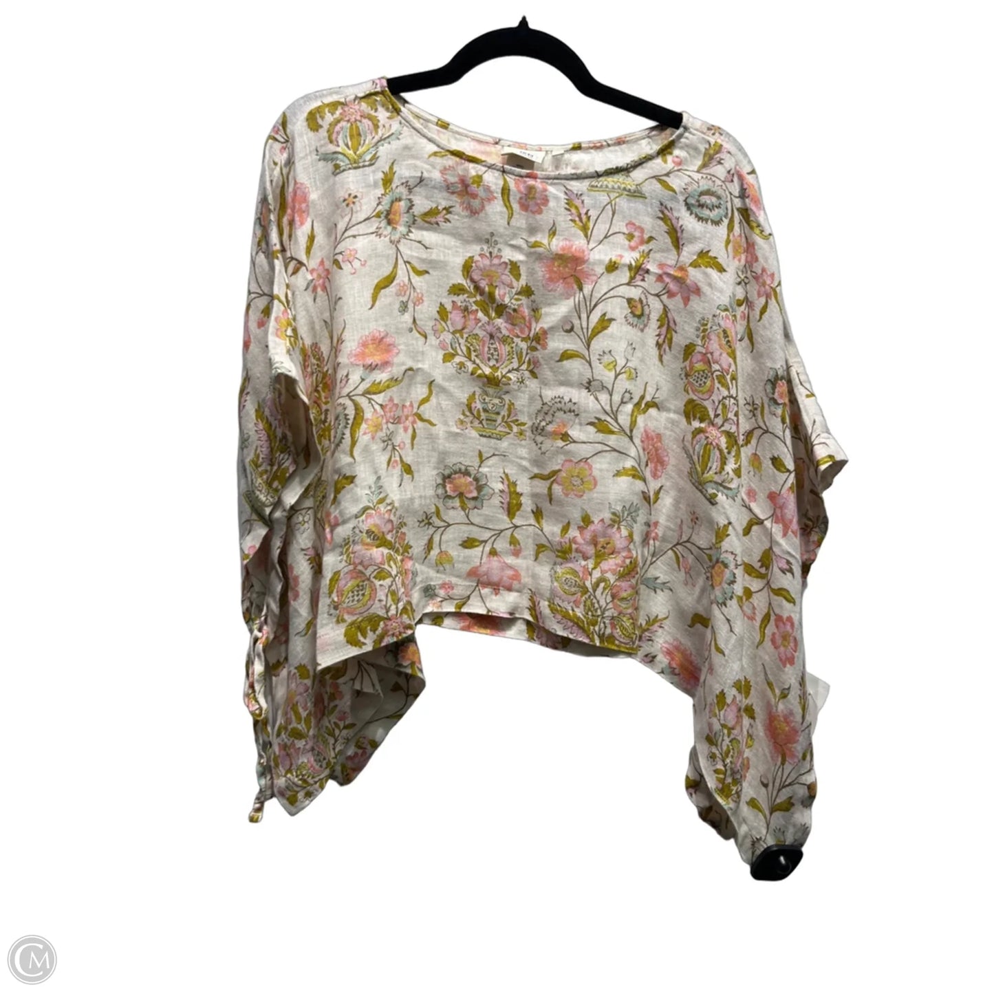 Top Short Sleeve By Spartina In Green & Pink, Size: M