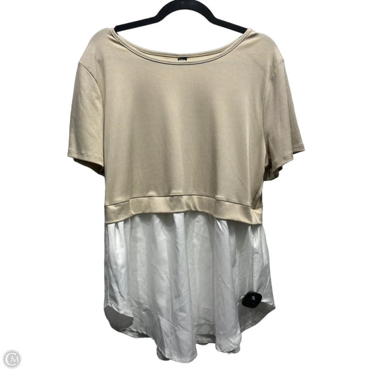 Top Short Sleeve By Shein In Tan & White, Size: 2x