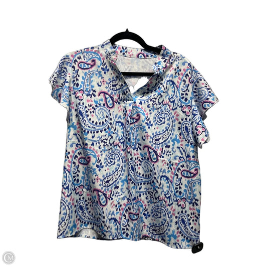Top Short Sleeve By Cme In Blue & Pink, Size: L