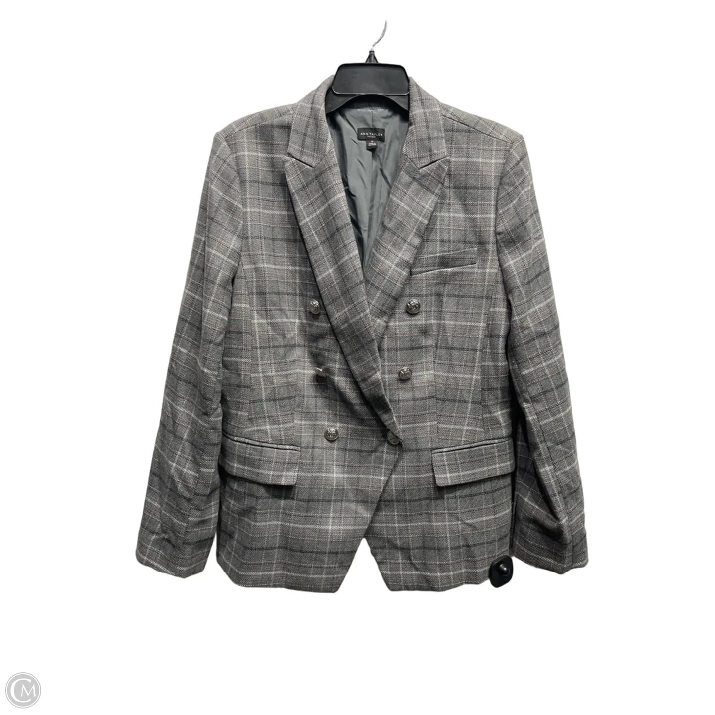 Blazer By Ann Taylor In Grey & Red, Size: 14
