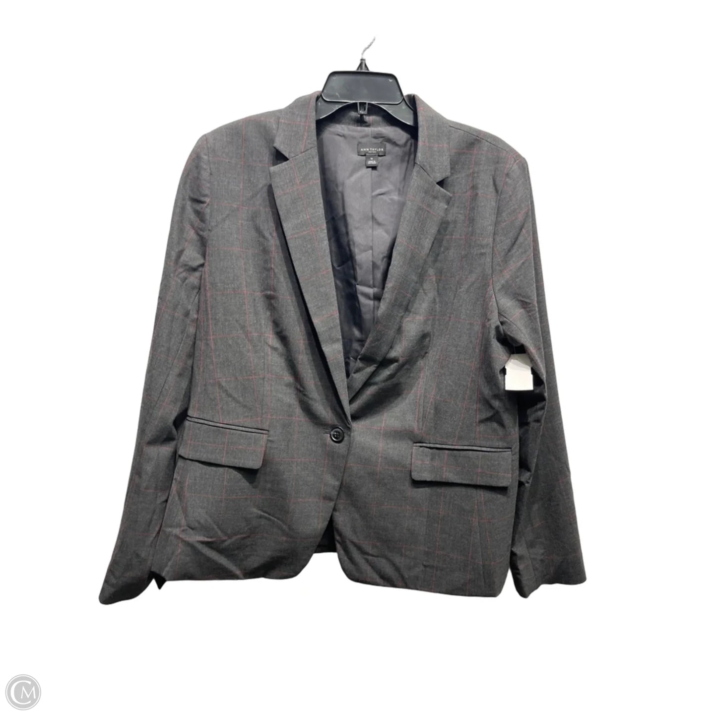 Blazer By Ann Taylor In Grey & Red, Size: 14