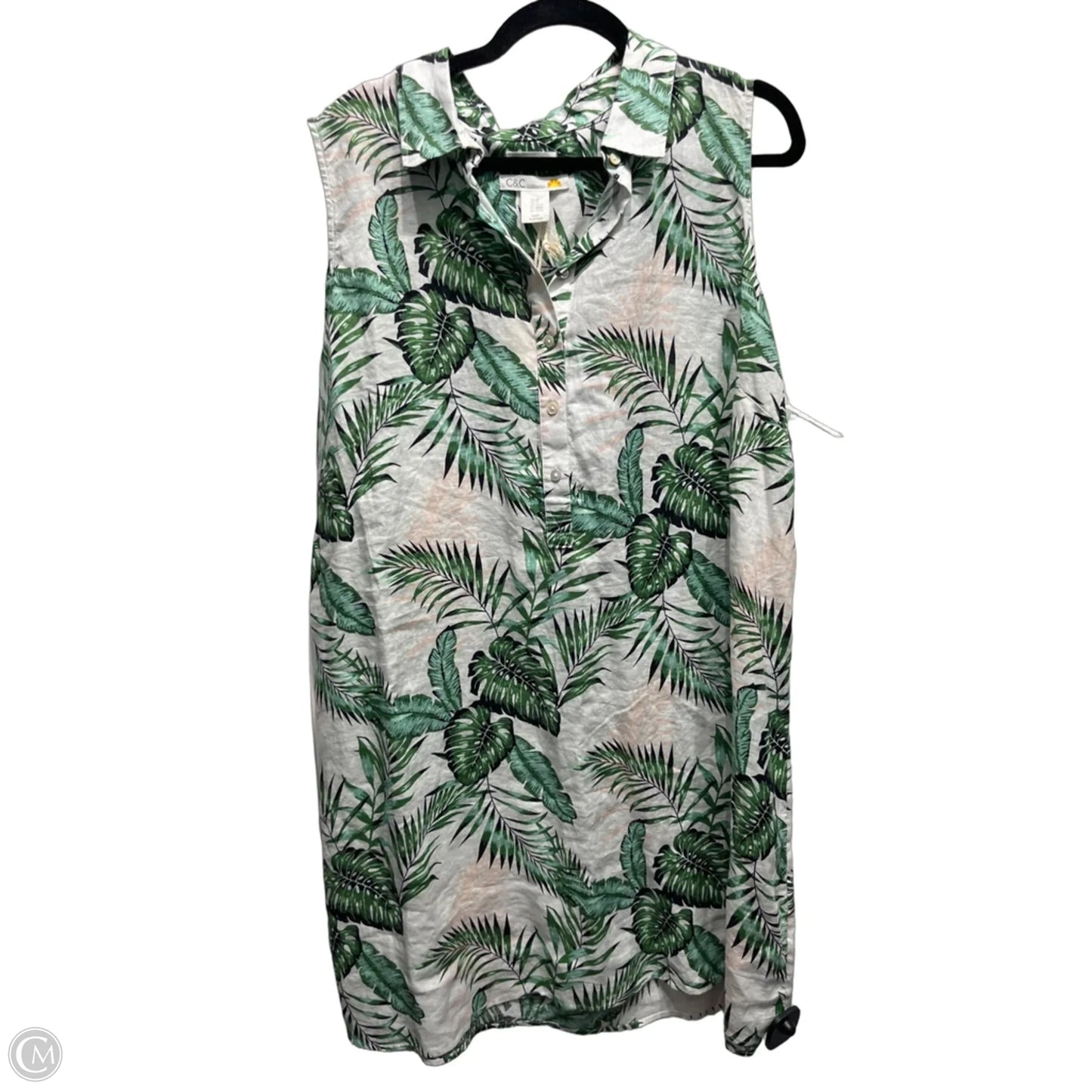 Dress Casual Short By C And C In Green & White, Size: 2x